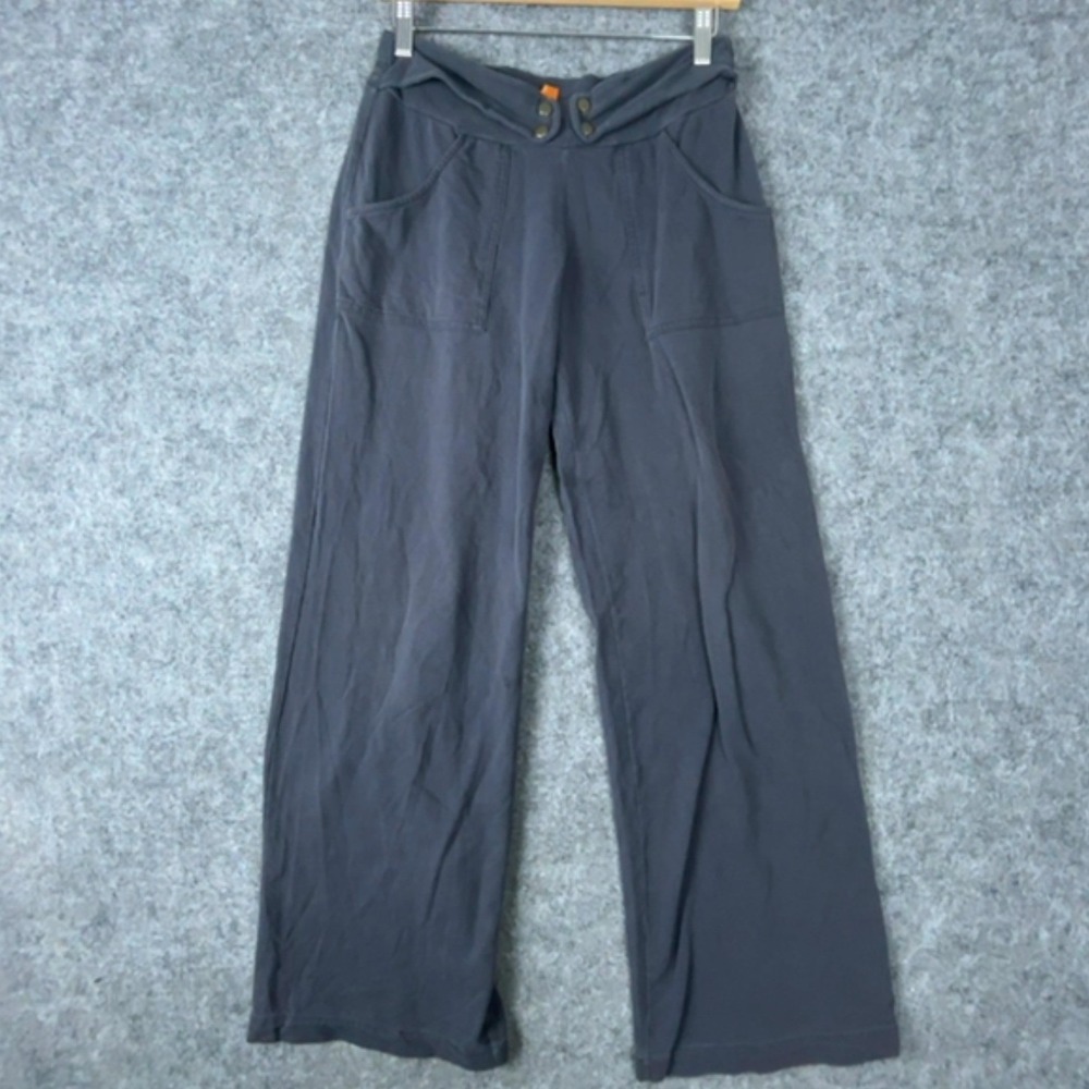 Saturday Sunday Knit Pants Womens S Charcoal Gray Wide Leg Brass Button Lounge